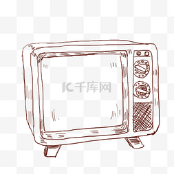 电视剧图标图片_矢量手绘老式电视机