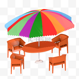 咖啡厅3d图片_3D咖啡厅沙滩太阳伞