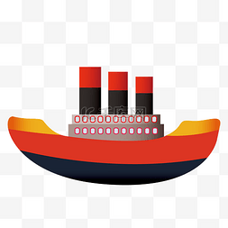 大型红色轮船图片_卡通大型游艇插画