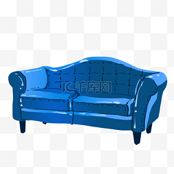 手绘蓝色沙发