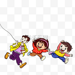人物放风筝图片_手绘放风筝的小孩