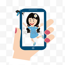 手机蓝色壁纸图片_有小女孩的手机屏幕设计图