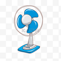 电风扇素材图片_一台蓝色的电风扇插画