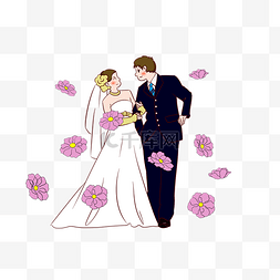 中式结婚素材图片_结婚人物手绘插画