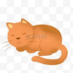 卡通睡觉猫咪图片_手绘卡通可爱猫咪