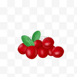 手绘蔬果插画图片_手绘红色可爱蔓越莓矢量插画