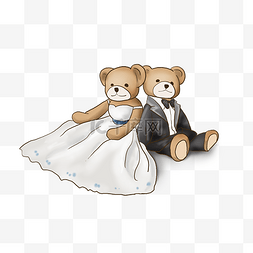 棕色玩具图片_520手绘一对情侣熊