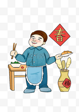 喜庆年夜饭图片_过新年做菜老人