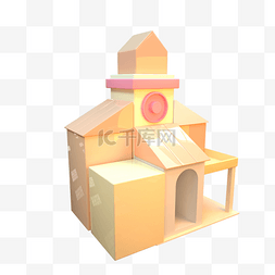 房子图案图片_3D橙色卡通房子