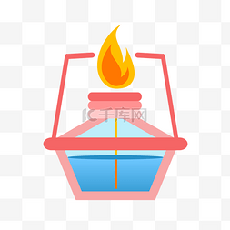 红色的火焰插画图片_化学器具酒精炉插画