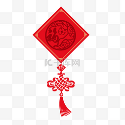 美丽的字图片_手绘红色的中国结插画
