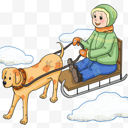 孩子动手图片_冬季旅行雪橇插画