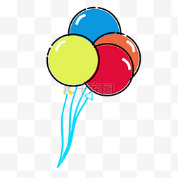 蓝色气球儿童图片_手绘彩色meb风格气球