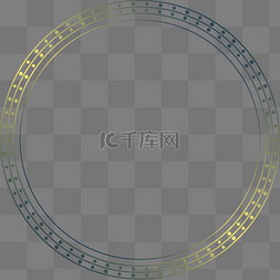 矢量卡通风格边框图片_圆形蓝金色卡通风格边框
