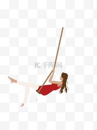 纤瘦女孩荡秋千背影元素