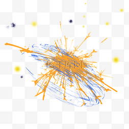 黄色简约大气图片_手绘爆炸黄色蓝色烟雾