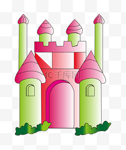 可爱的粉色城堡图片_可爱的粉色城堡插画