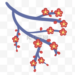 花骨朵树枝图片_卡通手绘古风红梅花