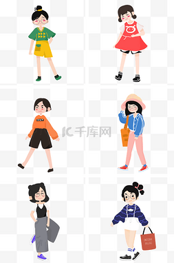 手绘夏季女生图片_卡通女生服装搭配套图