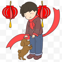 过年聚会插画图片_新年迎新春喜庆红灯笼手绘插画