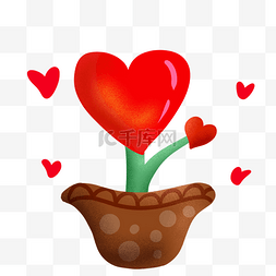 情人节爱心植物插画