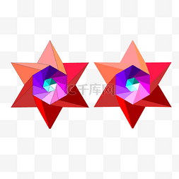 六角标题框图片_几何矢量六角星红色六芒星