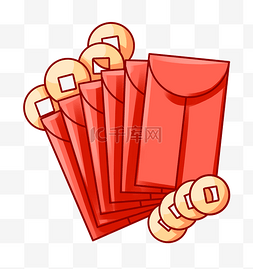 重叠手绘图片_重叠的红包礼物插画