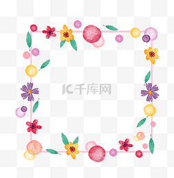 清新水彩花朵花卉叶子边框