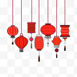 红色中国风中秋节图片_矢量灯笼形状插画