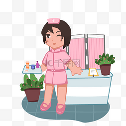 粉色植物盆栽图片_送药粉色护士