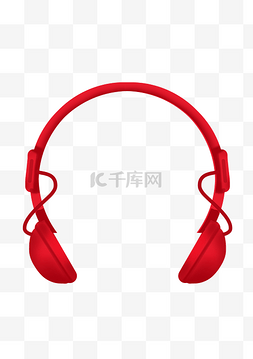 红色头戴耳机插画