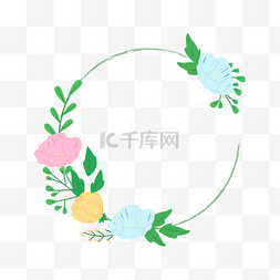 花环树枝手绘图片_矢量手绘花环花边