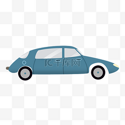蓝色的小汽车插画