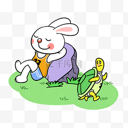 动物小兔子图片_卡通动物龟兔赛跑png透明底