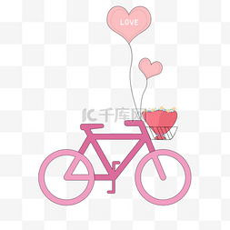 520情人节粉色浪漫海报图片_粉色浪漫自行车情人节