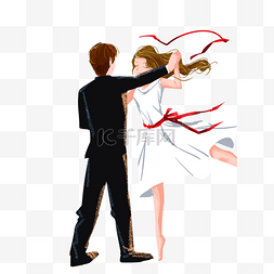 红绸布图片_男孩和女孩跳舞