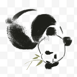 动物插画艺术图片_水墨熊猫竹子国画插画