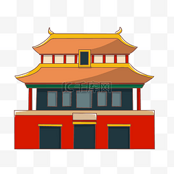 古代皇宫建筑图片_手绘中国风城楼插画