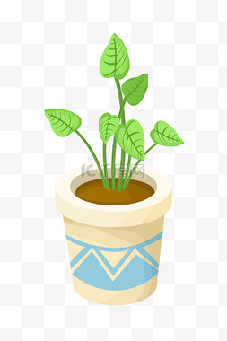 绿植植物插画图片_手绘绿萝盆栽插画