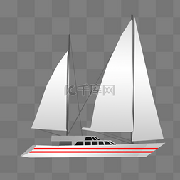 卡通白色帆船图片_手绘白色帆船插画