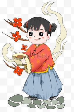 腊八节手绘卡通插画