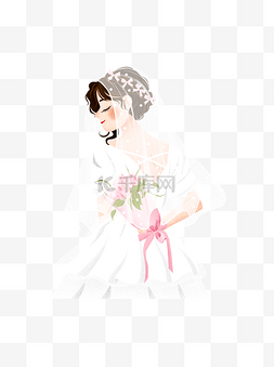 白色婚纱新娘图片_穿白色婚纱手拿玫瑰花的漂亮女子
