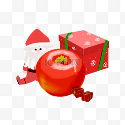 圣诞节文案图片_圣诞节平安夜苹果手绘插画