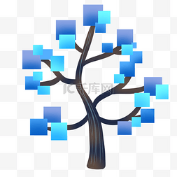 蓝色的树木装饰插画