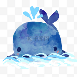 水彩鲸鱼手绘插画