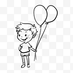 情人节图片_情人节线描气球插画