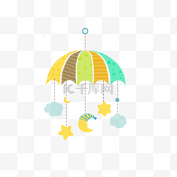 彩色雨伞卡通图片_卡通彩色风铃插画