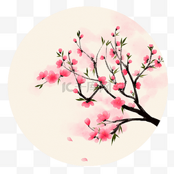 清新粉色的花卉图片_手绘水彩风花卉桃花