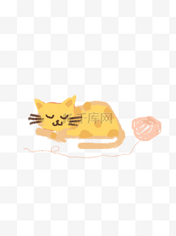 毛线猫咪图片_水彩绘可爱猫咪psd设计