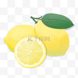 清新水果柠檬手绘图片_淡雅小清新水果带质感手绘柠檬